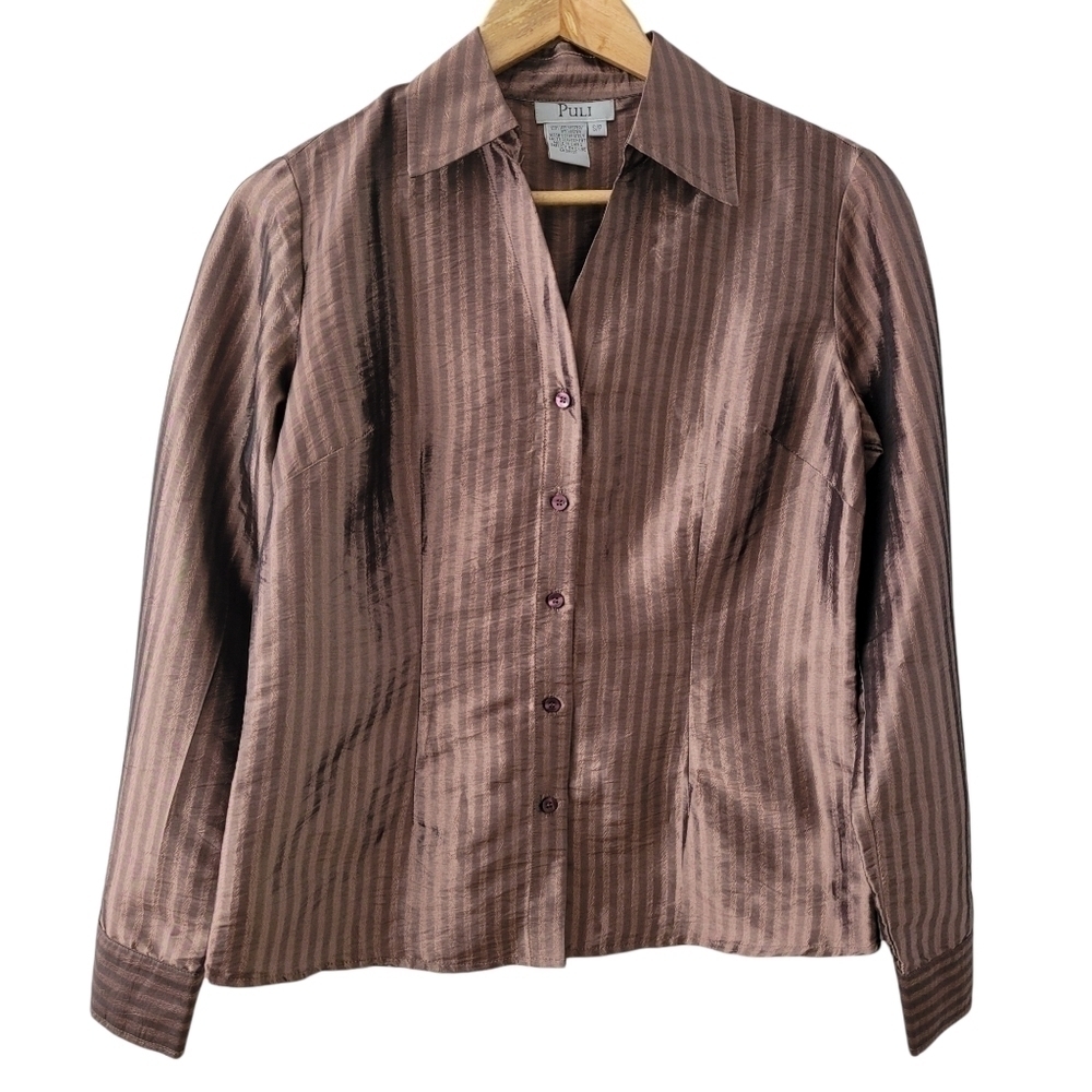 Satin Copper Blouse, Long Sleeve Size Sm